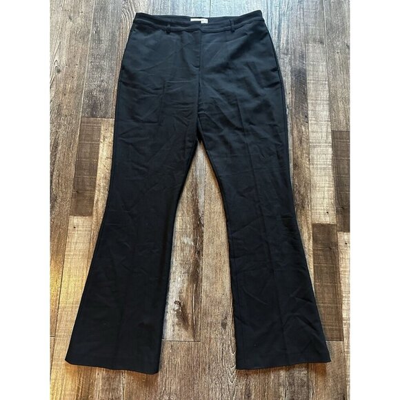 Anine Bing Black Trouser Dress Pants Black Boot Cut Pleated Size Large - Picture 1 of 7